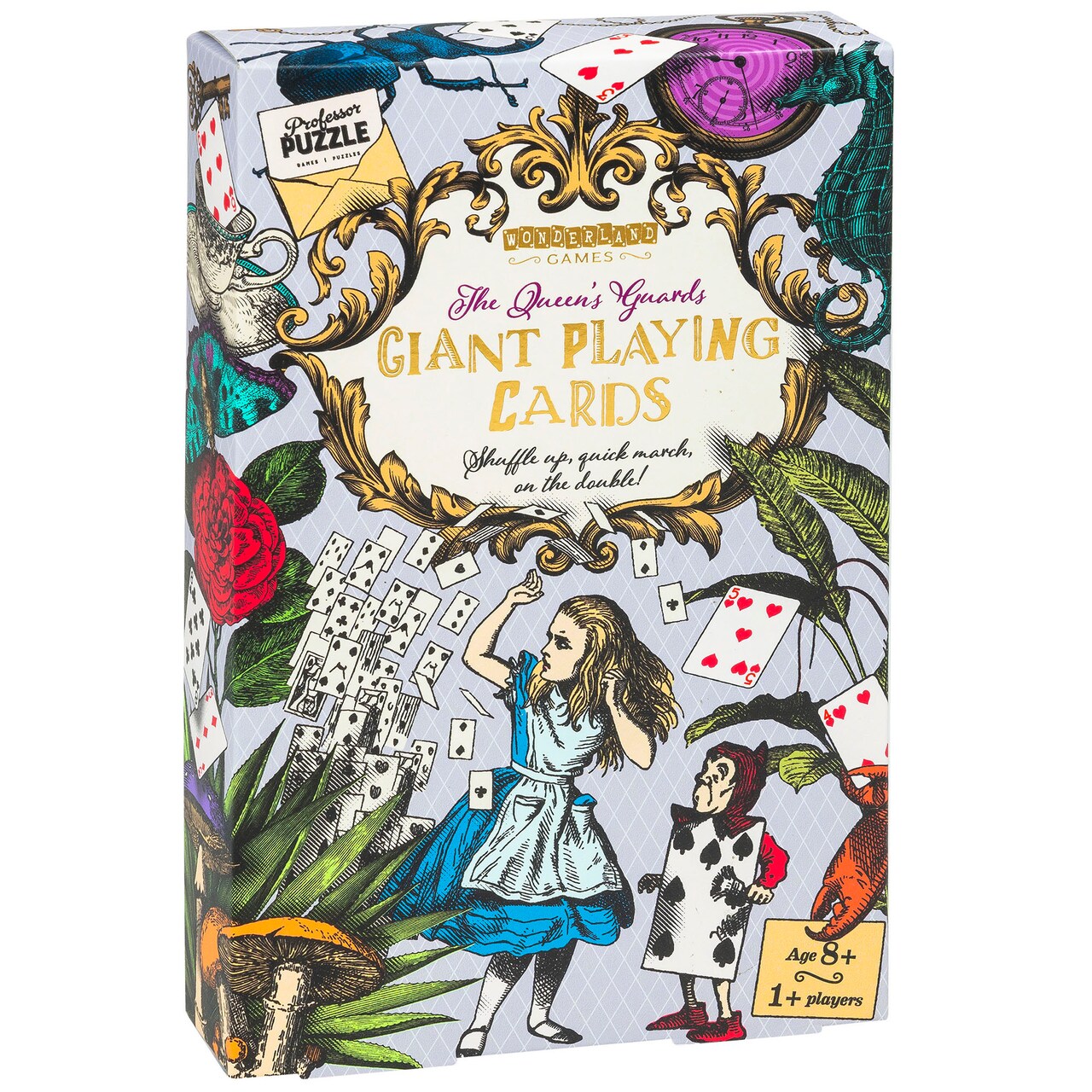 Professor Puzzle: The Queen's Guards Giant Playing Cards - Instruction Booklet For 16 Games, 54 XL Alice In Wonderland Cards, Kids 6+, 1+ Players